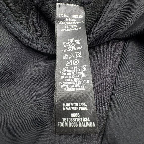 TED BAKER LONDON NWT Women 12 Black Deep Plunge Halter Padded One Piece Swimsuit - Picture 7 of 11